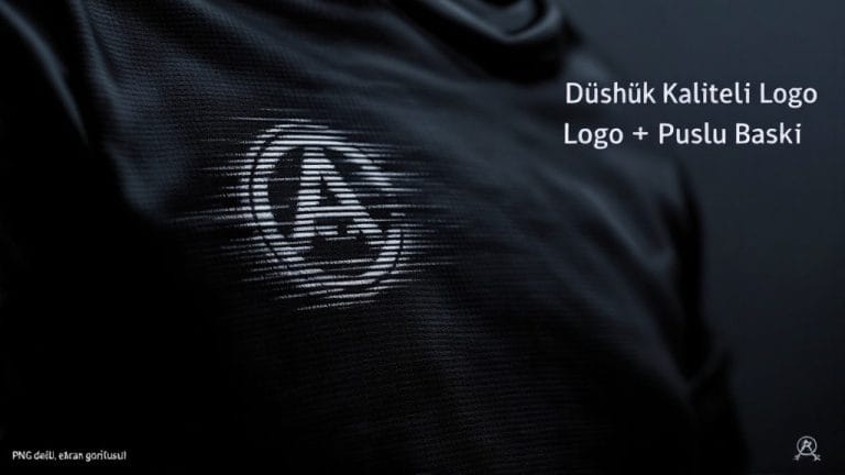 Bulanık logo baskısı yapılmış forma örneği