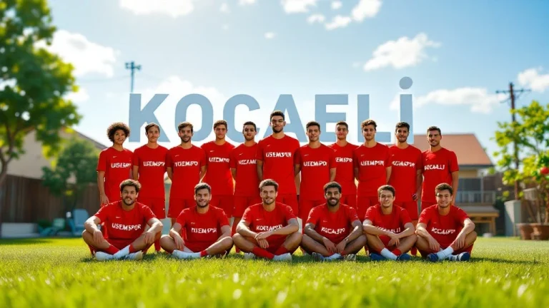 TUSEMSPOR formasıyla Kocaeli’de takım fotoğrafı çektiren gençler