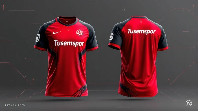 Kırmızı-siyah 2025 dijital forma tasarımı – TUSEMSPOR set